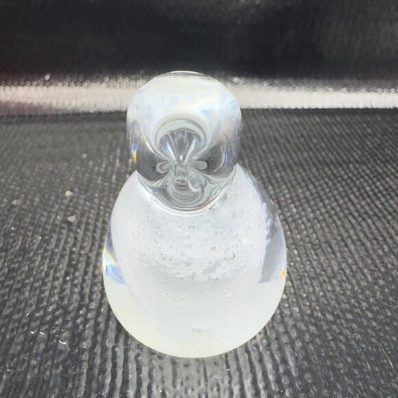 Hand Blown Small Bird Figurine Clear White Center With Bubbles Glass Figure VTG - Picture 10 of 10